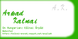 arpad kalnai business card