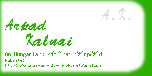 arpad kalnai business card